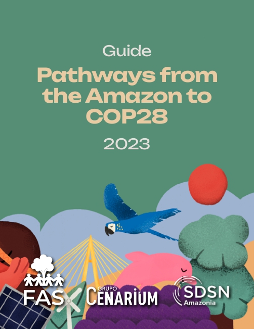 Capa em inglês de guia elaborado pelo Grupo Cenarium em parceria com a Fundação Amazônia Sustentável (FAS) e SDSN Amazonia.